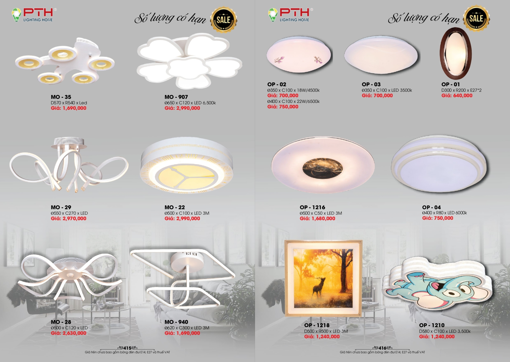 Bảng giá đèn trang trí PTH Lighting Home 2026